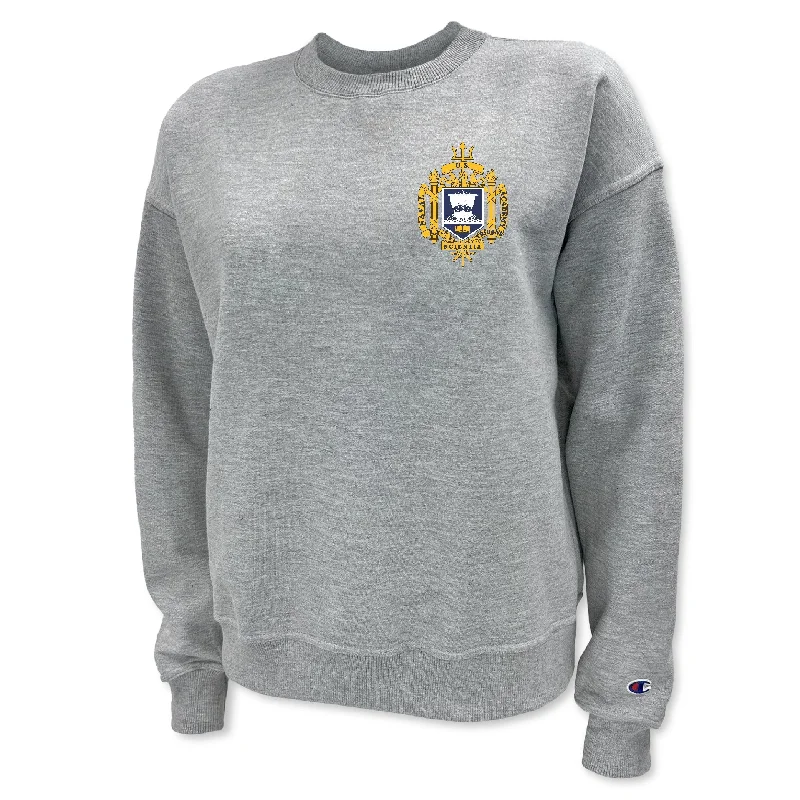 USNA Crest Ladies' Champion Powerblend Crewneck Lightweight Zip Hoodie