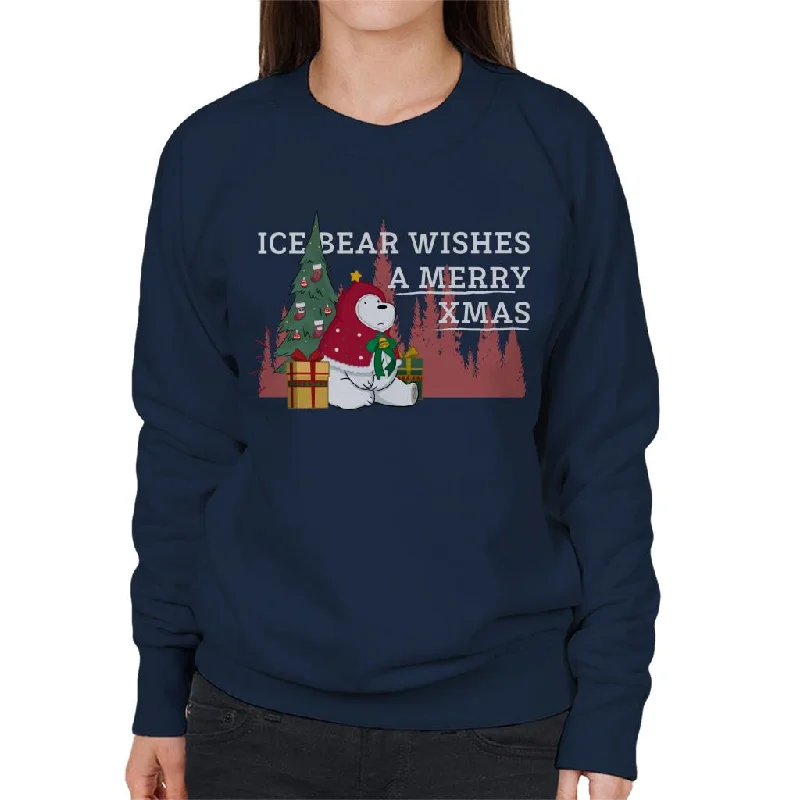 We Bare Bears Christmas Ice Bear Wishes A Merry Xmas Women's Sweatshirt Stylish Hoodies Collection