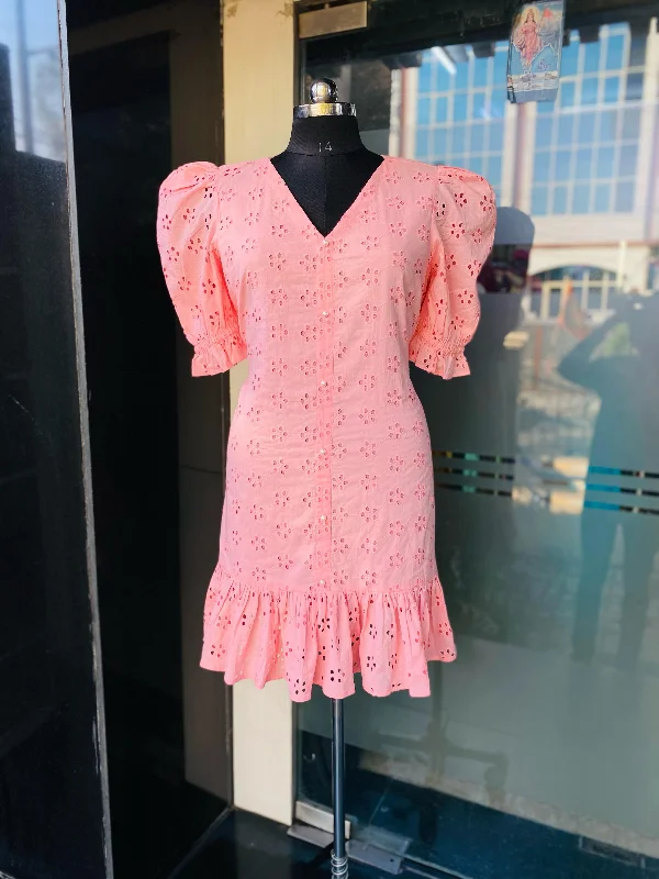 Peach Cotton Schiffli Dress Club unclassified dresses
