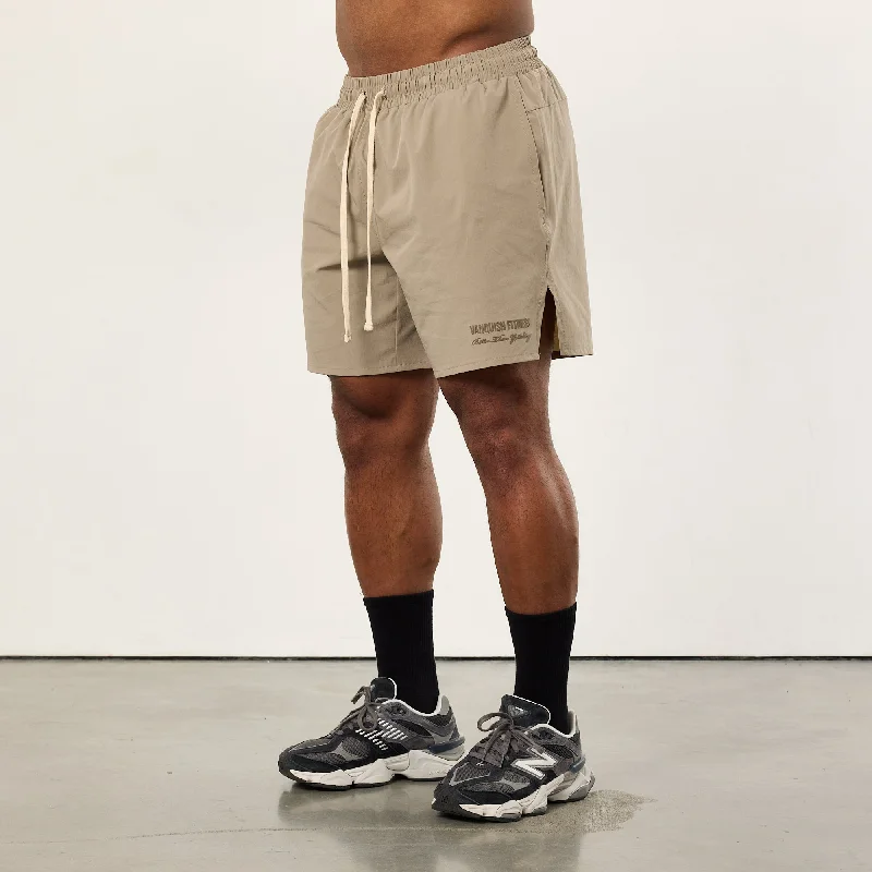 Vanquish Sand Signature Woven Shorts High-Waist Paper Bag Shorts