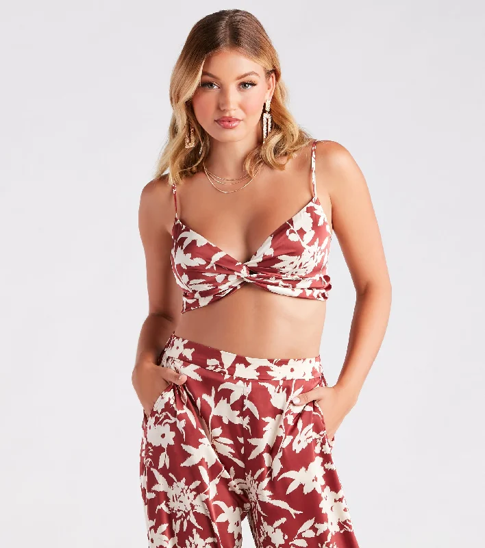 Major Muse Floral Satin Bra Top