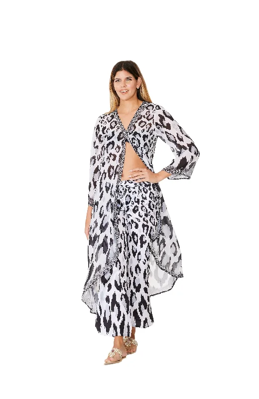 704-D Leopard Duster Black and White