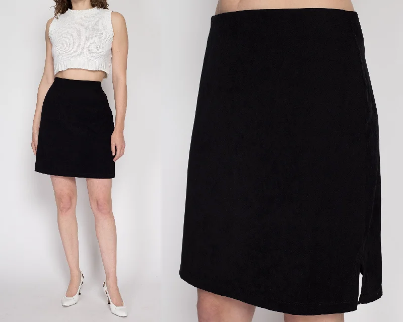 Med-Lrg Y2K Black Ultrasuede Mini Skirt