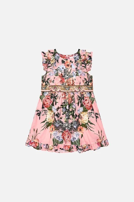 KIDS MINI FRILL DRESS 4-10 WOODBLOCK WONDER--Classic Denim Mini